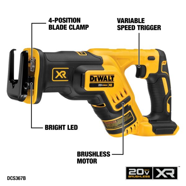 4-Tool 20-Volt Max Brushless Power Tool Combo Kit with Soft Case (2-Batteries and charger Included) - Image 5