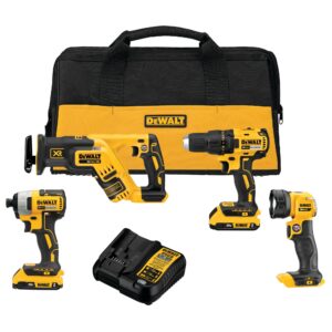 4-Tool 20-Volt Max Brushless Power Tool Combo Kit with Soft Case (2-Batteries and charger Included)