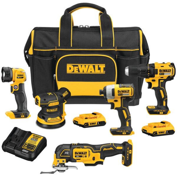 DCKSS521D2 5-Tool 20-Volt Max Brushless Power Tool Combo Kit with Soft Case (2-Batteries and charger Included)