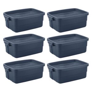 10 Gallon Stackable Storage Container, Dark Indigo Metallic (6 Pack)