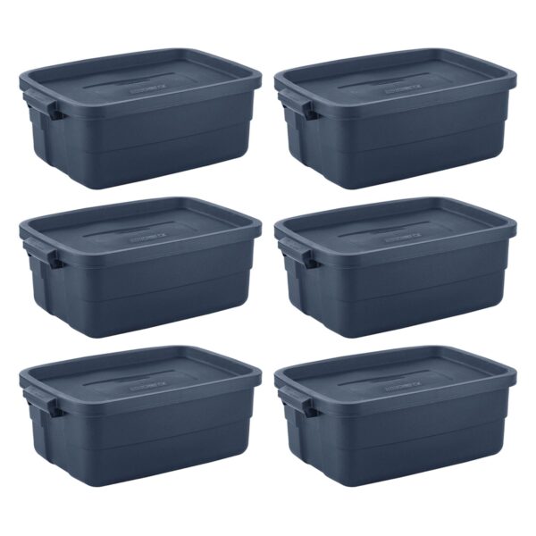 10 Gallon Stackable Storage Container, Dark Indigo Metallic (6 Pack)