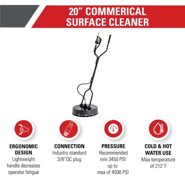 SIMPSON Industrial 20-in 4500 PSI Rotating Surface Cleaner for Gas and Electric Pressure Washers - Image 2