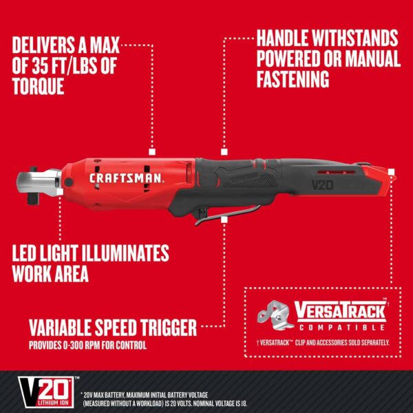 20-volt Max Variable Speed 3/8-in Drive Cordless Ratchet Wrench (Bare Tool) - Image 3