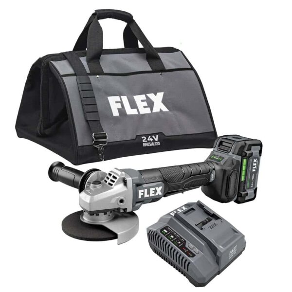 FX3171A-1C 5-in 24-volt Paddle Switch Brushless Cordless Angle Grinder (Charger Included and 1-Battery)