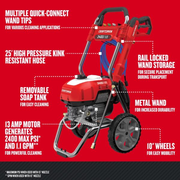 CMEPW2400 2400 PSI 1.1-Gallon-GPM Cold Water Electric Pressure Washer - Image 4