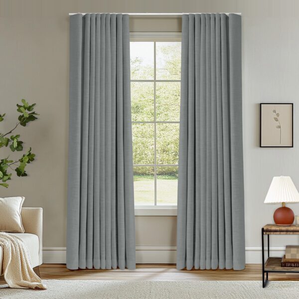Ripple Fold Lille Linen Memory Trained Curtains Custom Blackout Drapes Grey Beige - Image 27