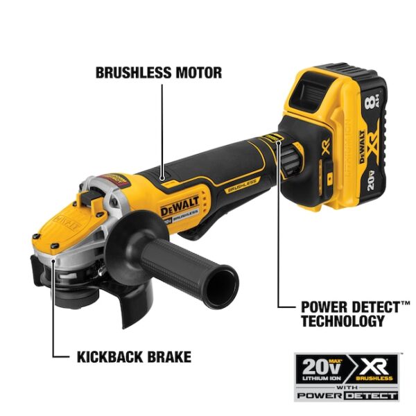 DCG415W1 5-in 20-volt Max-Amp Paddle Switch Brushless Cordless Angle Grinder (Charger Included and 1-Battery) - Image 10