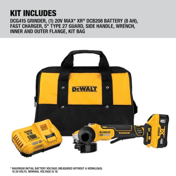 DCG415W1 5-in 20-volt Max-Amp Paddle Switch Brushless Cordless Angle Grinder (Charger Included and 1-Battery) - Image 11