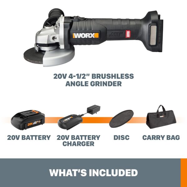 4.5-in 20-volt Max Sliding Switch Brushless Cordless Angle Grinder (Charger Included and 1-Batteries) - Image 5