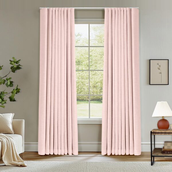 Ripple Fold Lille Linen Memory Trained Curtains Custom Blackout Drapes Grey Beige - Image 28