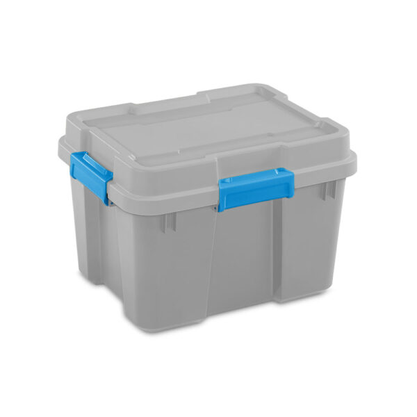 20 Gallon Plastic Home Storage Container Tote Box, Gray/Blue, (4 Pack) - Image 2