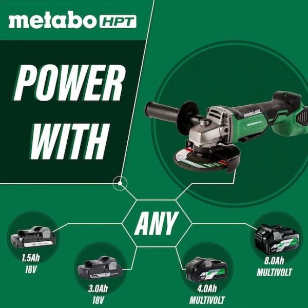HPT G18DBALQ4M MultiVolt 4.5-in 18-Volt Paddle Switch Brushless Cordless Angle Grinder - Image 4
