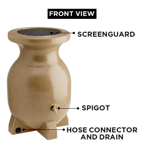Koolscapes 55 Gallons Rain Barrel, Beige, Eco-Friendly 210L Rain Water Collection Barrel - Image 3