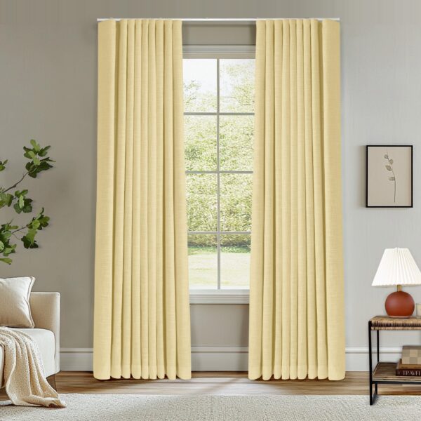 Ripple Fold Lille Linen Memory Trained Curtains Custom Blackout Drapes Grey Beige - Image 29