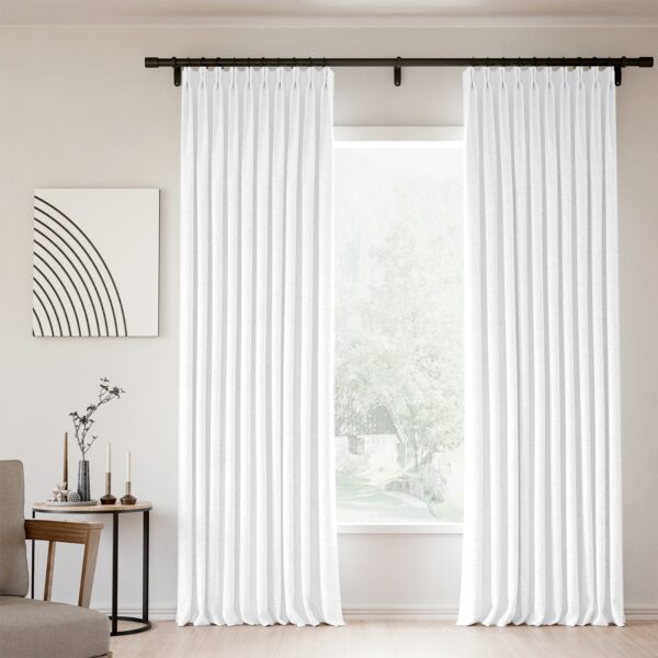 Pinch Pleated Lille Linen Memory Trained Blackout Curtains Natural Modern Custom Drapes - Image 54