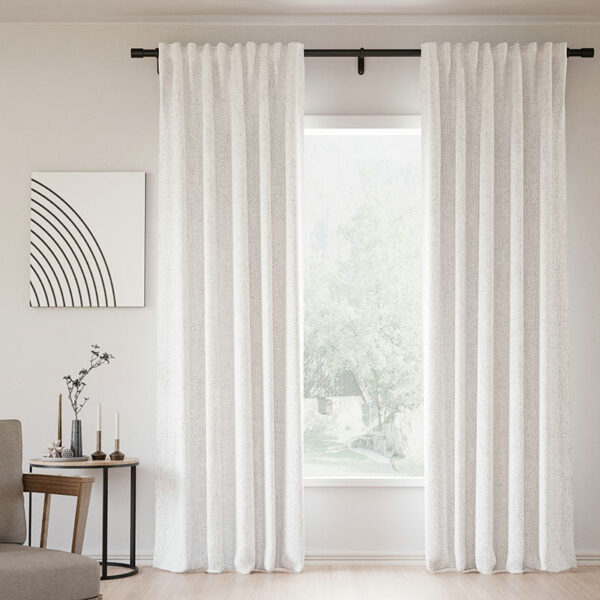 Back Tab Lille Linen Memory Trained Blackout Curtains Natural Modern Custom Drapes - Image 7