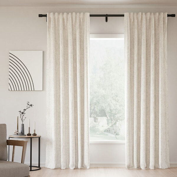 Back Tab Lille Linen Memory Trained Blackout Curtains Natural Modern Custom Drapes - Image 8