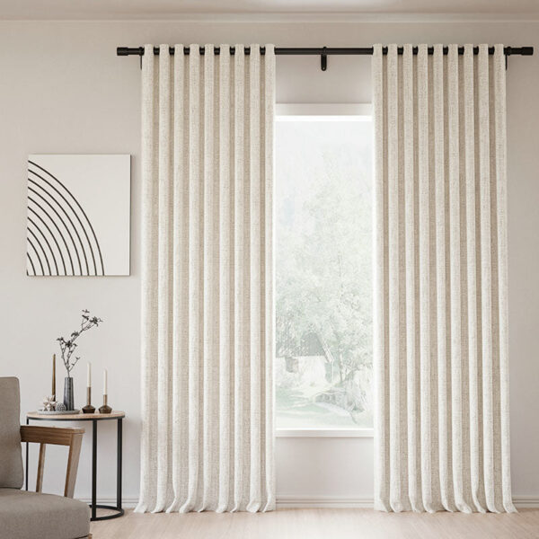 Grommet Lille Linen Memory Trained Blackout Curtains Natural Modern Pale Blue Aqua Custom Drapes - Image 10
