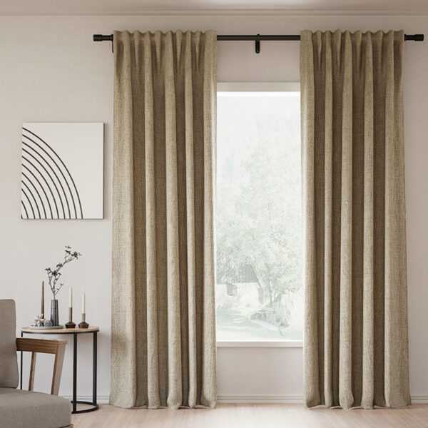 Back Tab Lille Linen Memory Trained Blackout Curtains Natural Modern Custom Drapes - Image 17
