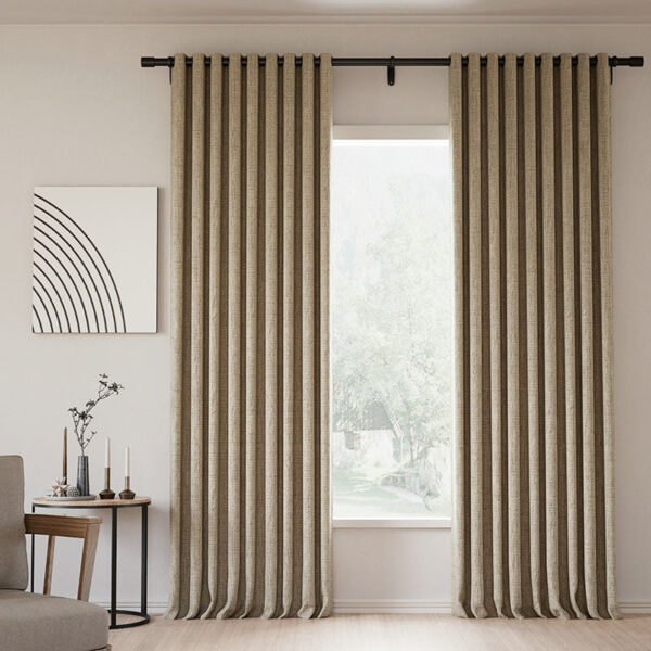 Grommet Lille Linen Memory Trained Blackout Curtains Natural Modern Pale Blue Aqua Custom Drapes - Image 18