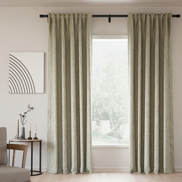 Back Tab Lille Linen Memory Trained Blackout Curtains Natural Modern Custom Drapes - Image 18