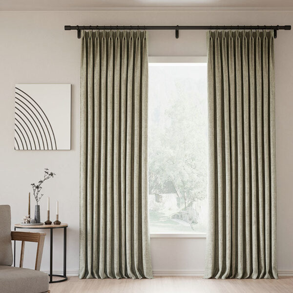 Pinch Pleated Lille Linen Memory Trained Blackout Curtains Natural Modern Custom Drapes - Image 26
