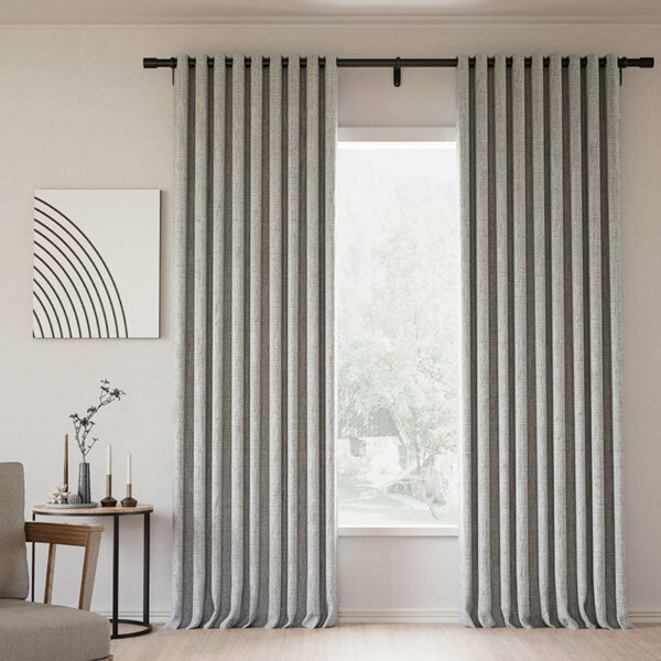Grommet Lille Linen Memory Trained Blackout Curtains Natural Modern Pale Blue Aqua Custom Drapes - Image 20
