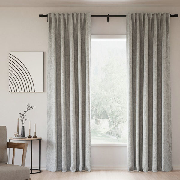 Back Tab Lille Linen Memory Trained Blackout Curtains Natural Modern Custom Drapes - Image 19