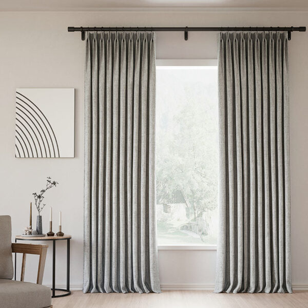 Pinch Pleated Lille Linen Memory Trained Blackout Curtains Natural Modern Custom Drapes - Image 27