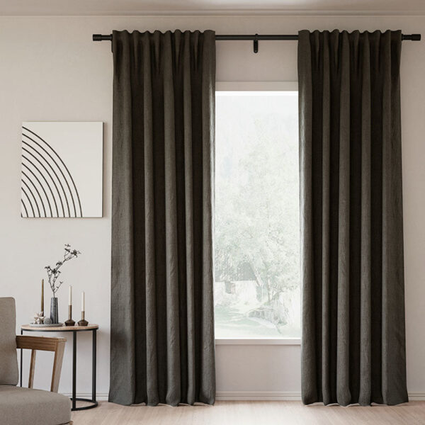 Back Tab Lille Linen Memory Trained Blackout Curtains Natural Modern Custom Drapes - Image 20