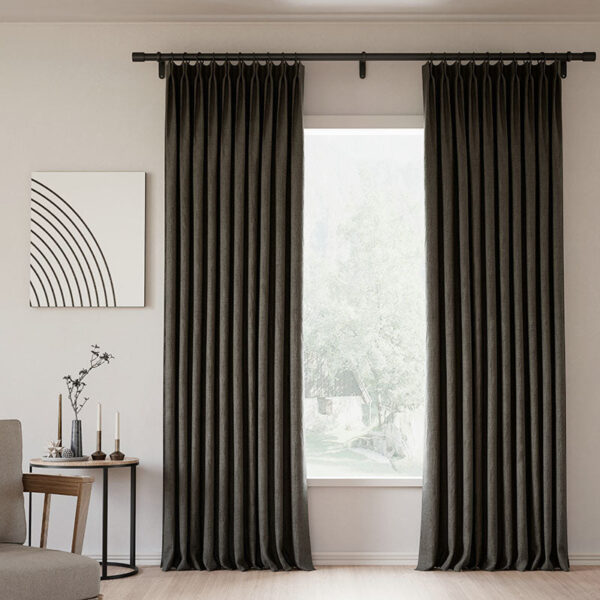 Pinch Pleated Lille Linen Memory Trained Blackout Curtains Natural Modern Custom Drapes - Image 28