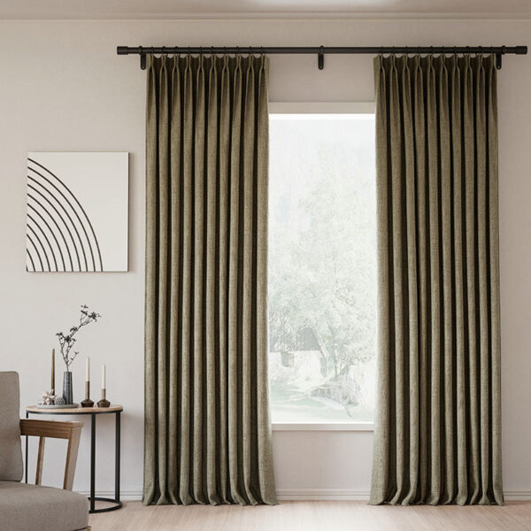 Pinch Pleated Lille Linen Memory Trained Blackout Curtains Natural Modern Custom Drapes - Image 29