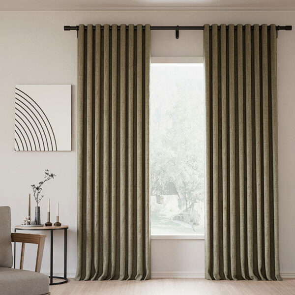 Grommet Lille Linen Memory Trained Blackout Curtains Natural Modern Pale Blue Aqua Custom Drapes - Image 22