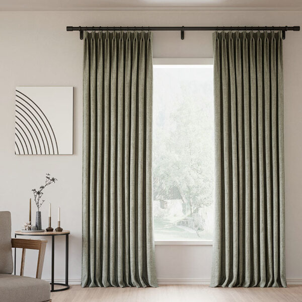 Pinch Pleated Lille Linen Memory Trained Blackout Curtains Natural Modern Custom Drapes - Image 30