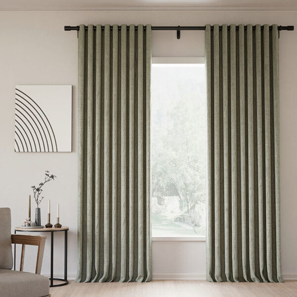 Grommet Lille Linen Memory Trained Blackout Curtains Natural Modern Pale Blue Aqua Custom Drapes - Image 23