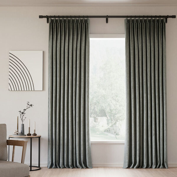 Pinch Pleated Lille Linen Memory Trained Blackout Curtains Natural Modern Custom Drapes - Image 31