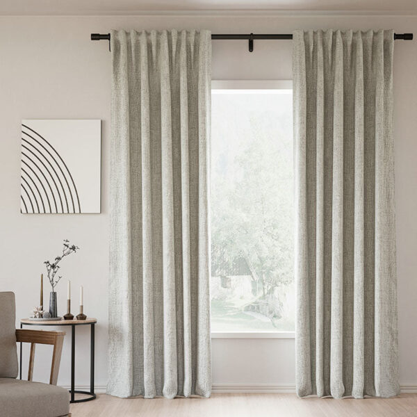 Back Tab Lille Linen Memory Trained Blackout Curtains Natural Modern Custom Drapes - Image 25