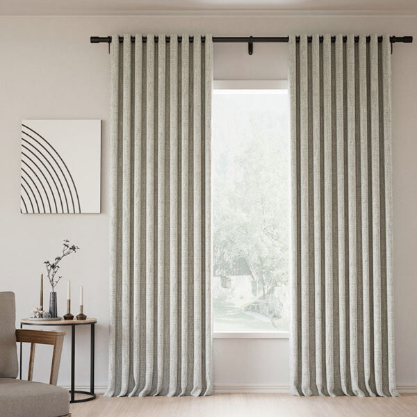 Grommet Lille Linen Memory Trained Blackout Curtains Natural Modern Pale Blue Aqua Custom Drapes - Image 26