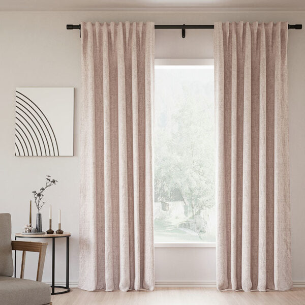 Back Tab Lille Linen Memory Trained Blackout Curtains Natural Modern Custom Drapes - Image 26