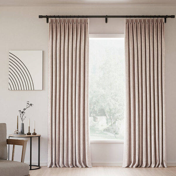 Pinch Pleated Lille Linen Memory Trained Blackout Curtains Natural Modern Custom Drapes - Image 35