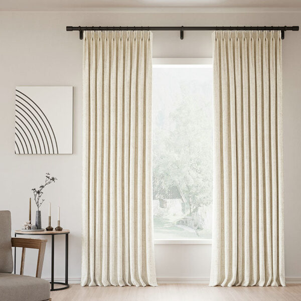 Pinch Pleated Lille Linen Memory Trained Blackout Curtains Natural Modern Custom Drapes - Image 17