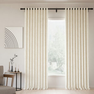 Grommet Lille Linen Memory Trained Blackout Curtains Natural Modern Ivory White Custom Drapes