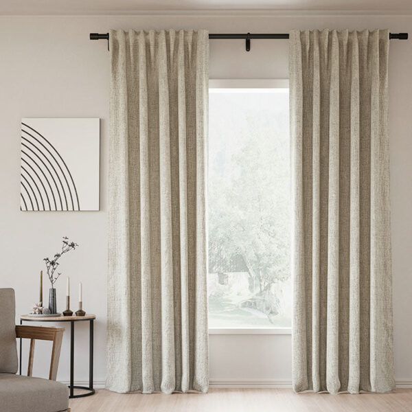 Back Tab Lille Linen Memory Trained Blackout Curtains Natural Modern Custom Drapes - Image 27