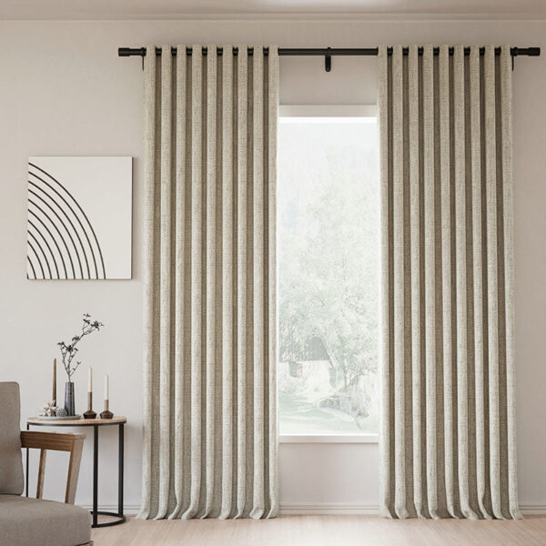 Grommet Lille Linen Memory Trained Blackout Curtains Natural Modern Pale Blue Aqua Custom Drapes - Image 28