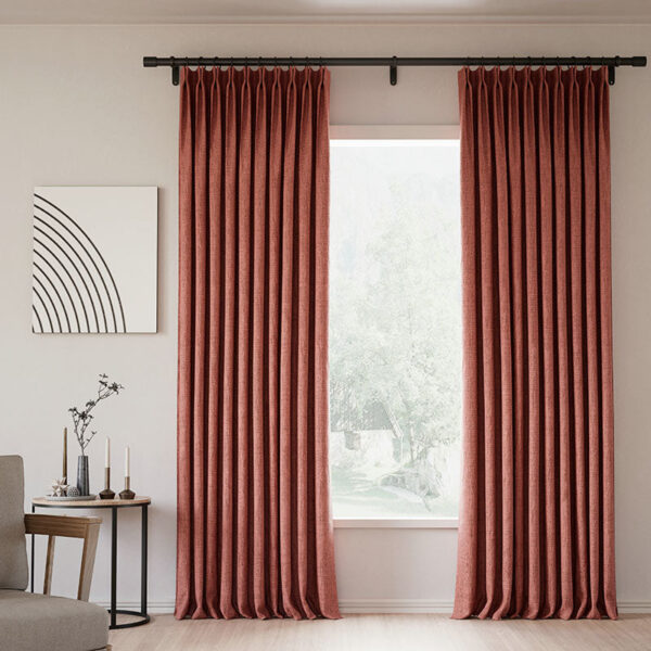 Pinch Pleated Lille Linen Memory Trained Blackout Curtains Natural Modern Custom Drapes - Image 40