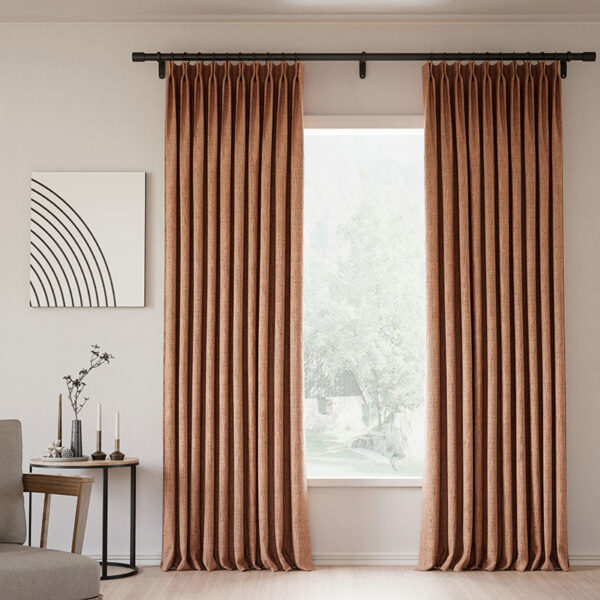 Pinch Pleated Lille Linen Memory Trained Blackout Curtains Natural Modern Custom Drapes - Image 42