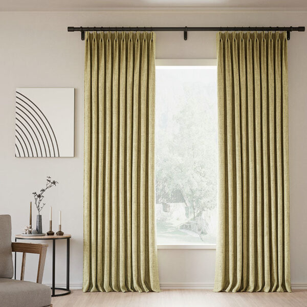 Pinch Pleated Lille Linen Memory Trained Blackout Curtains Natural Modern Custom Drapes - Image 43