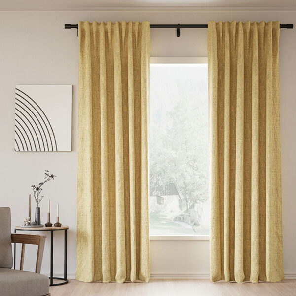 Back Tab Lille Linen Memory Trained Blackout Curtains Natural Modern Custom Drapes - Image 35