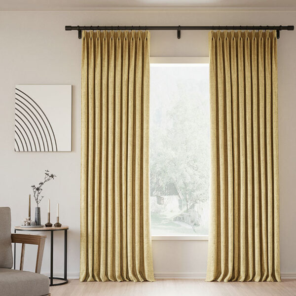 Pinch Pleated Lille Linen Memory Trained Blackout Curtains Natural Modern Custom Drapes - Image 44