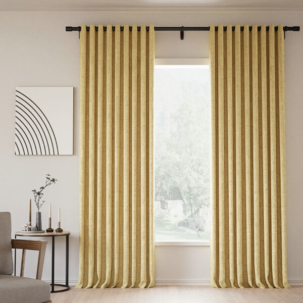 Grommet Lille Linen Memory Trained Blackout Curtains Natural Modern Pale Blue Aqua Custom Drapes - Image 36